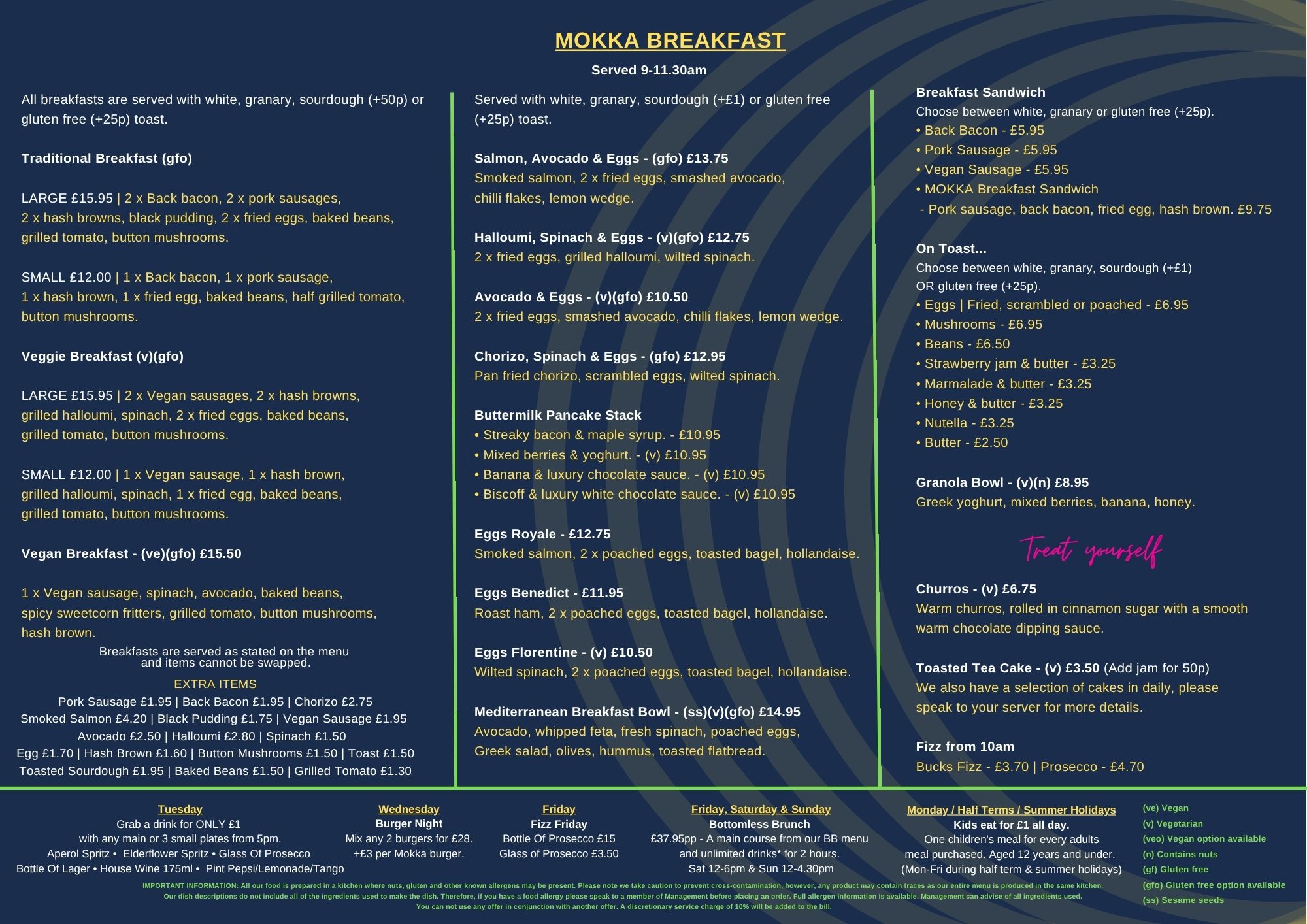 Breakfast menu